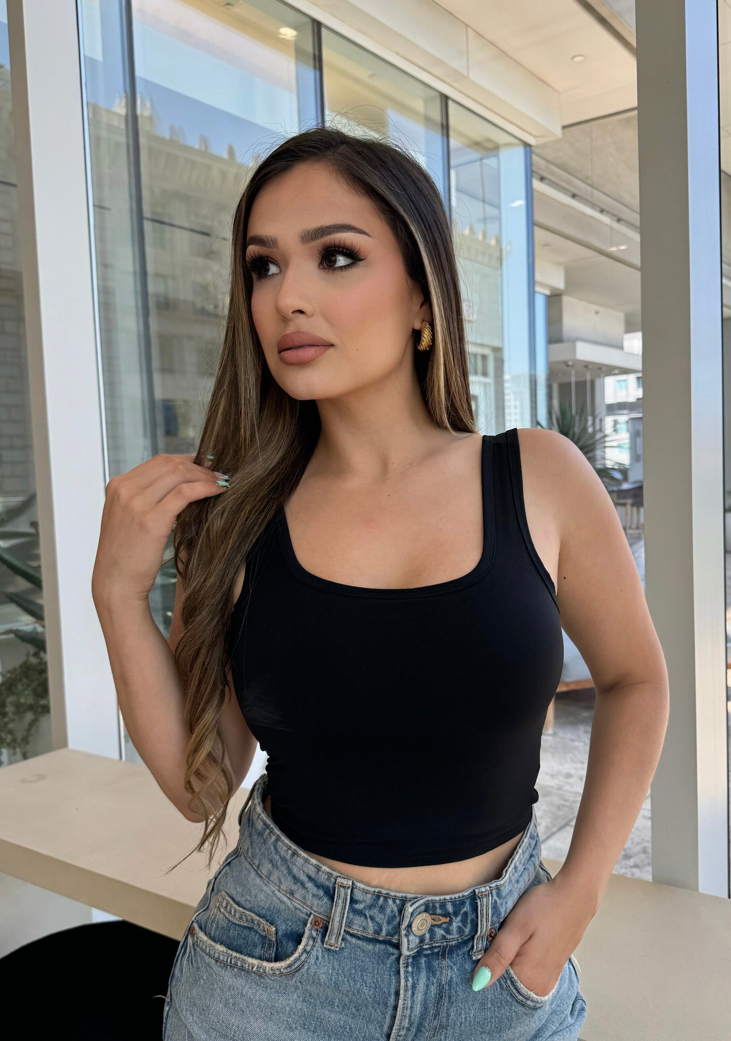 Push up Basic Crop Top “Black”