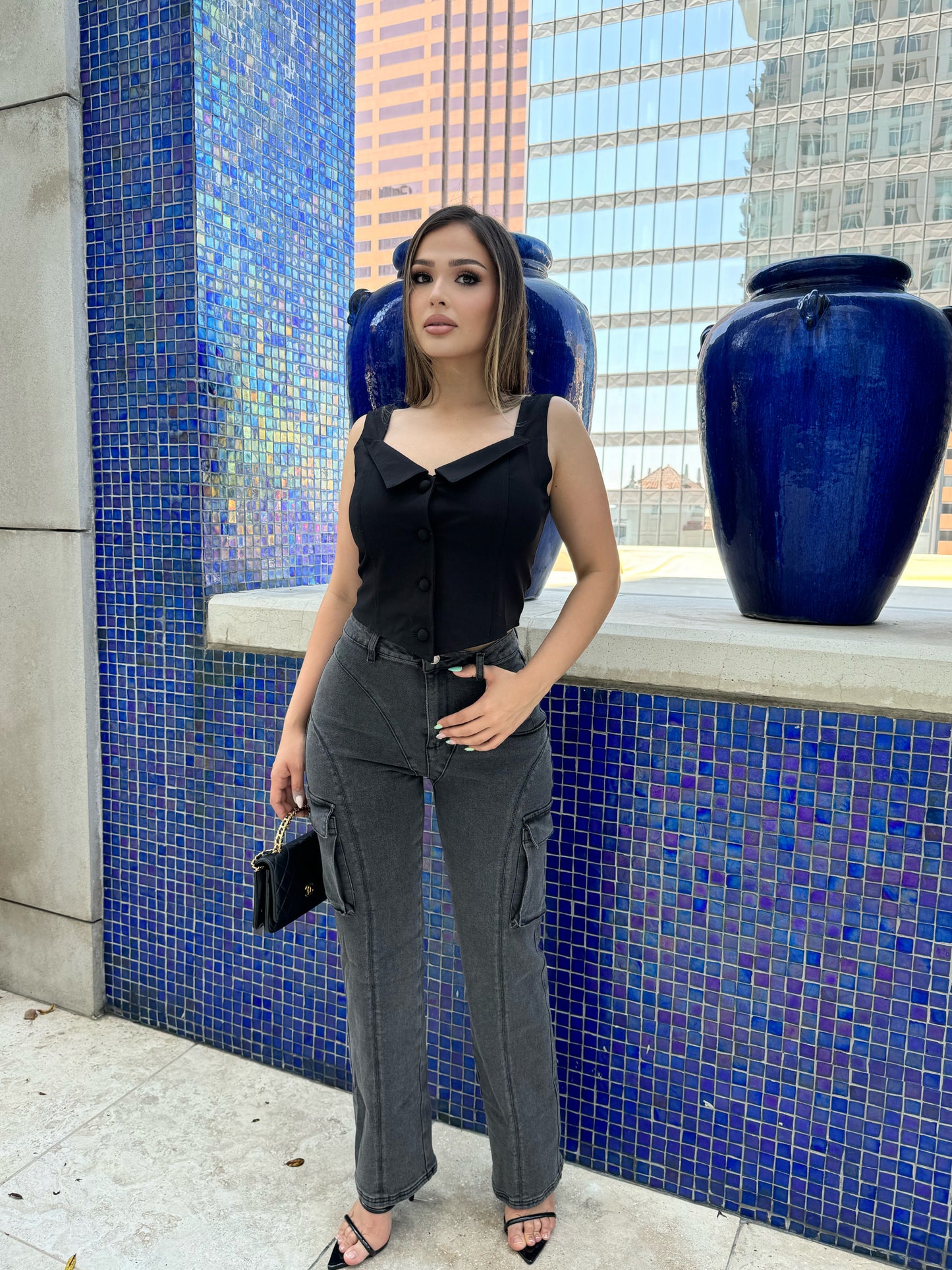 Stacy Cargo Jeans “Charcoal”