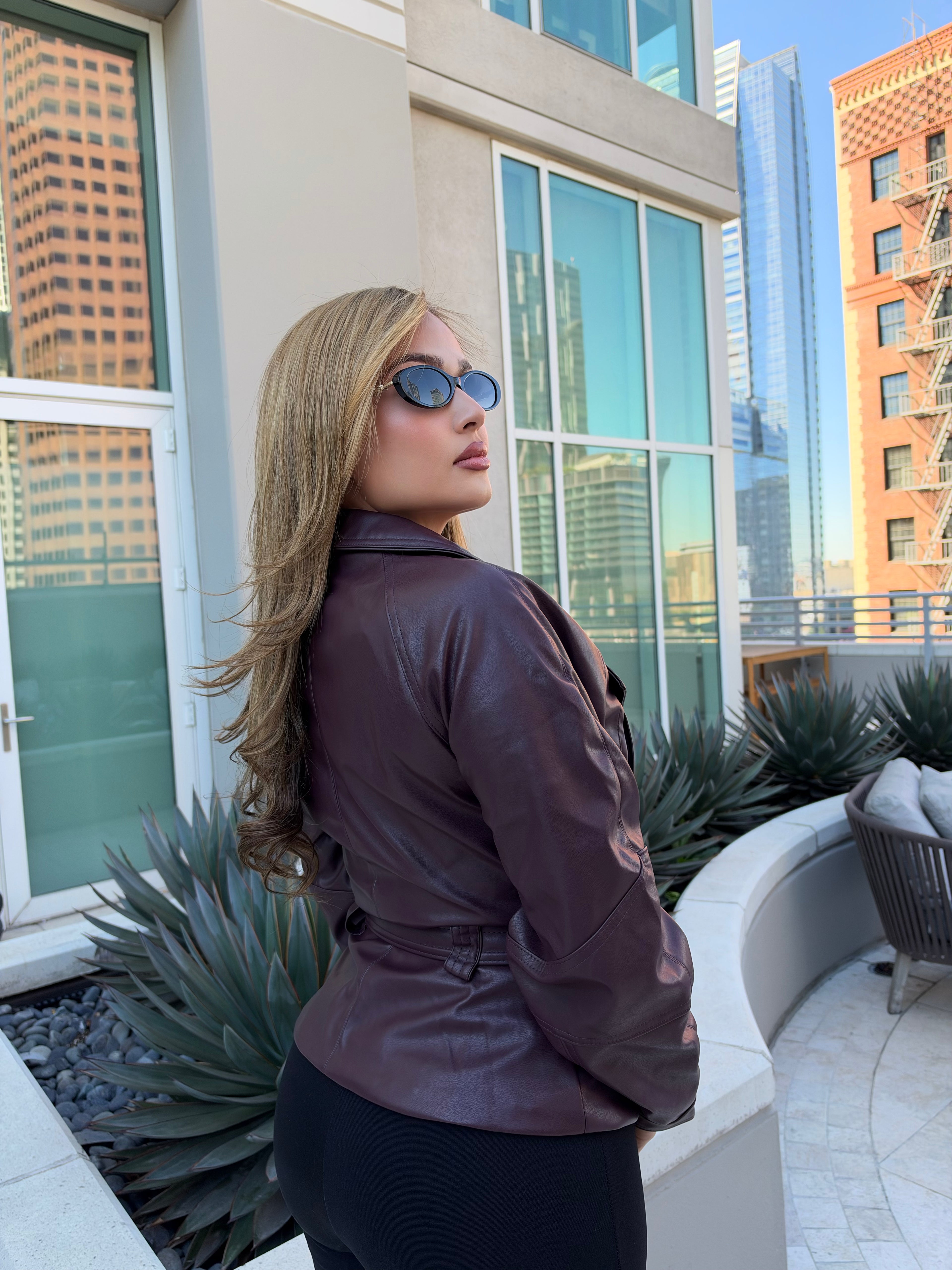Bianca Burgundy faux leather jacket